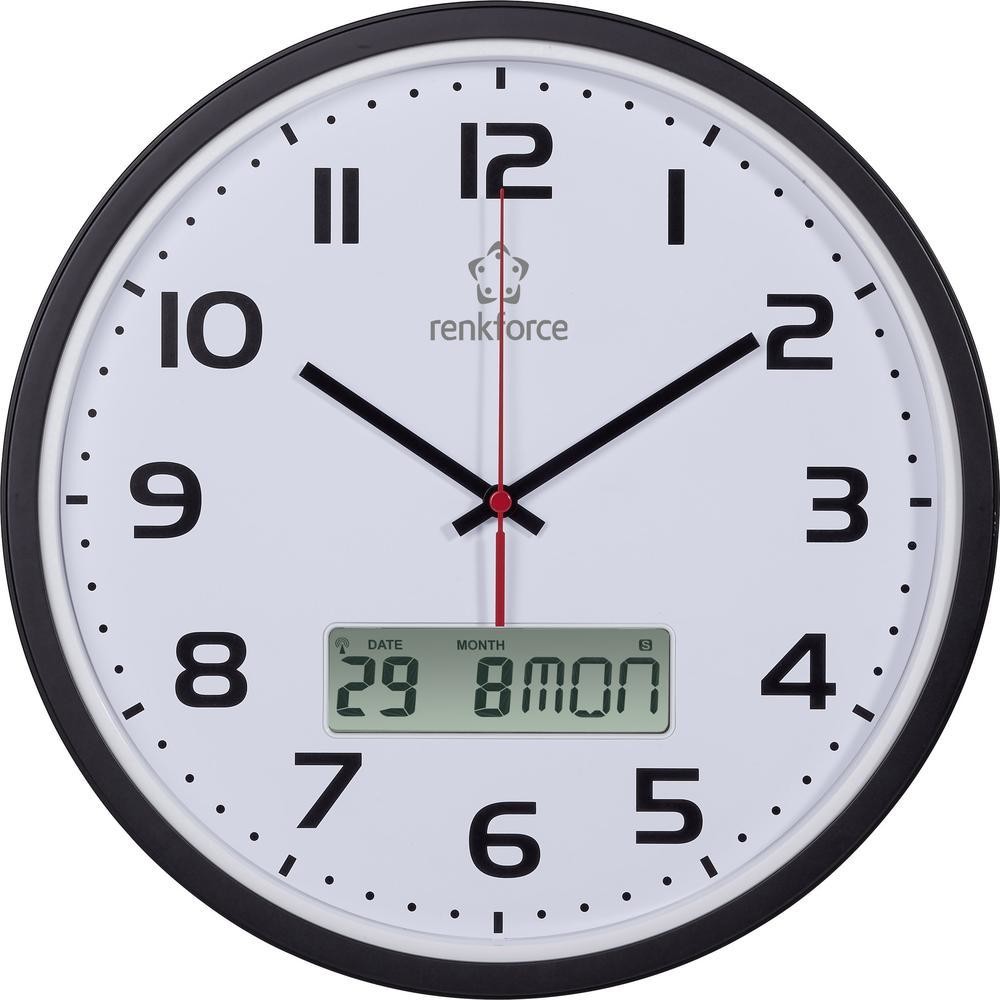 renkforce Zegar ścienny cyfrowy analogowy renkforce HD-WRCL135 Sterowany radiowo xG) 32 cmx4.5 cm