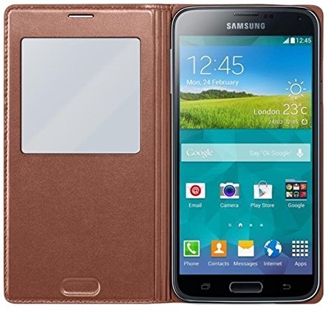 Samsung S View etui pokrowiec ochronny Premium Case Cover do Galaxy Mega, Galaxy S5, Galaxy S5, różowe złoto
