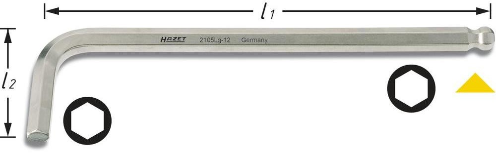 Hazet Klucz imbusowy 2105LG-08 8 mm stal chromowo-wanadowa wewnętrzny sześciokąt 1 szt