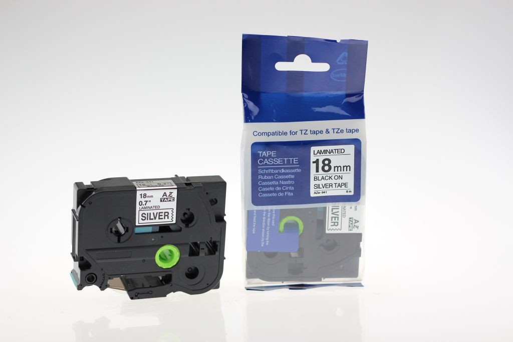 Brother Aimotech Taśma zamiennik do 18mm/8m srebrna czarny nadruk TZE941 AZE941