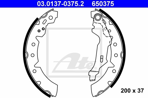 ATE SZCZĘKI HAM 03.0137-0375.2 TOYOTA COROLLA 1.8 4WD 01-07 03.0137-0375.2