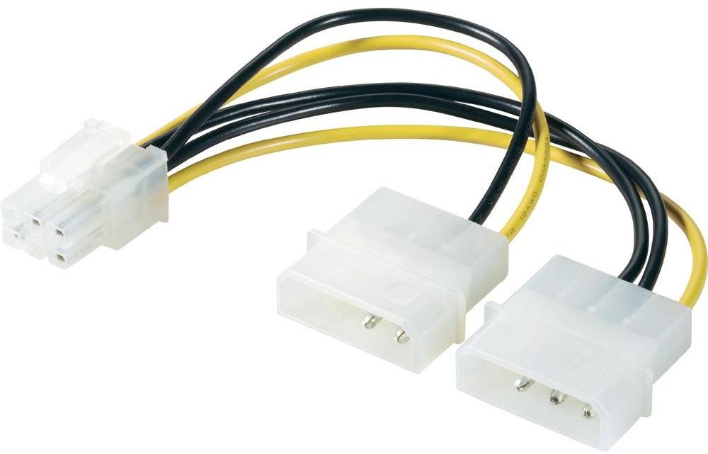 Renkforce Kabel Y Zasilanie [1x Złącze męskie ATX 6-pin 2x Złącze męskie IDE 4-pin] 0.15 m żółto-czarny Renkforce