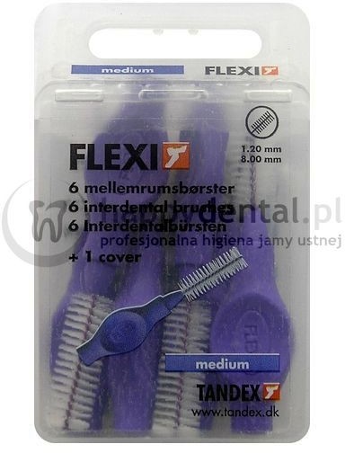 Tandex Flexi 6szt. BOX 1.20-8.0mm (FIOLETOWE) - pudełko 6 szczoteczek międzyzębo