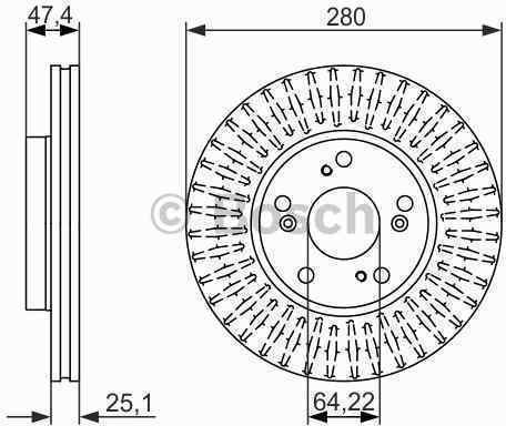 BOSCH TARCZA HAMULCOWA 280X25 V 5-OTW HONDA ACCORD VIII 2003 BD1470 0 986 479 62