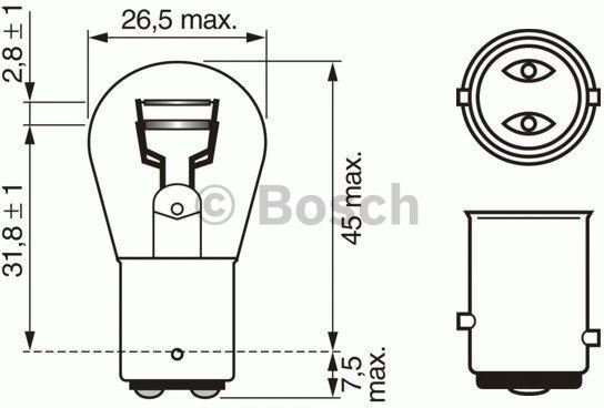 Bosch Żarówka, żwiatło STOP / lampa tylna 1 987 302 282