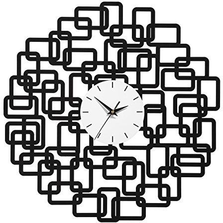 Premier Housewares Squares designerski zegar ścienny, czarny 2200833