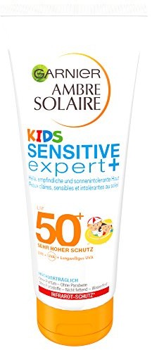 Garnier Ambre Solaire krem z filtrem UV Sensitive Expert +/zapewnia ochronę przed słońcem dziecięca wodoodporny/LSF 50 + dla skóry wrażliwej, 1er Pack 200 ML C47293