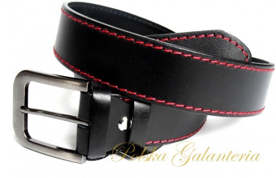 Pas-Max Męski Skórzany (PL) Skóra Licowa EXTRA 40 mm czarny