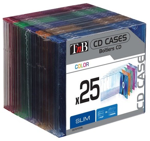 TNB Slim CDTCF25SL opakowania na płyty CD Cases, sortowane kolorystycznie, 25 sztuki CDTCF25SL