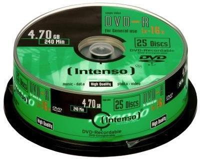 Intenso DVD-R 4.7GB / 16-krotny / 25 w pudełku Szpulabox 4101154
