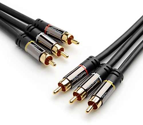 KabelDirekt Kable bezpośrednie 2 m przewód Stereo Cinch Audio Video 3 cinch do 3 kabel cinch RCA 5 m czarny 703