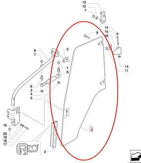 CNH SZYBA DRZWI LEWA 87302769