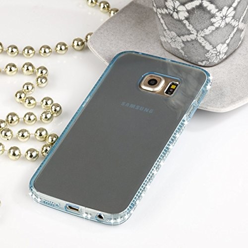 Ego TPU Case Bling Cover Strass, beschermhoes, silicone hoes, diamant, beschermhoes voor Samsung Galaxy S6, kleur groen, transparant, luxe glitter, mat, hoes, kristal case, glanzend, ultradun, etui