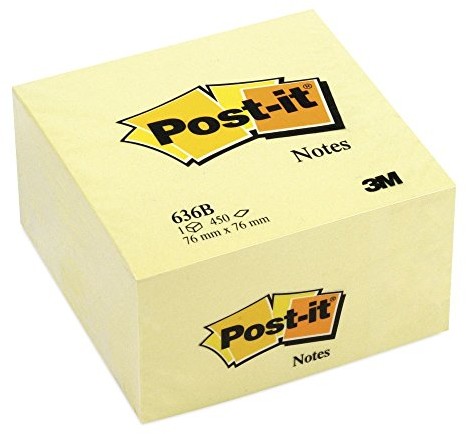 Post-it Post-It 636B karteczki samoprzylepne w kostce, 76 x 76 mm, 450 kartek, kolor: żółty 636B