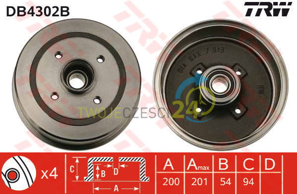 TRW Bęben hamulcowy DB4302B