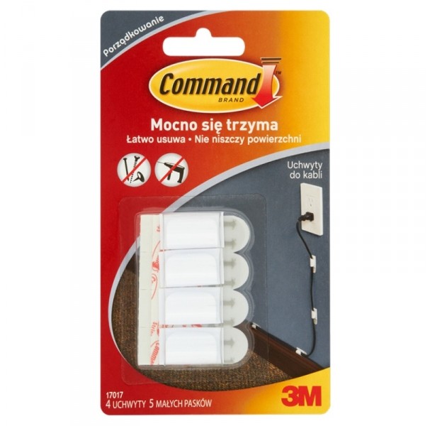 Uchwyt do kabli 3M COMMAND mały,biały 4szt. 3M-XA004837556