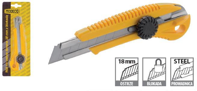 Modeco nóż z wymiennym ostrzem łamanym 18 mm MN-63-022