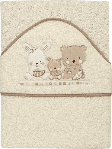 Interbaby INTERBABY Ręcznik dla dziecka froté 100x100 love kremowy 01080K