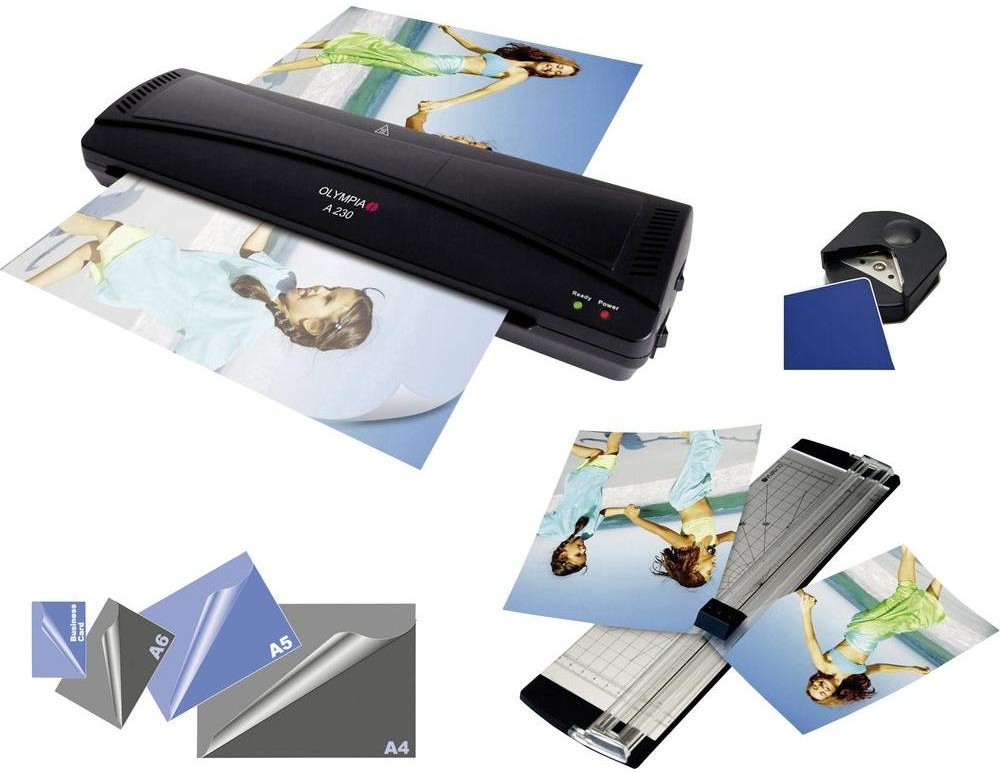 Olympia Laminator + trymer 4w1 3113 grubość folii od/do) 75 125 mikronów maks A4