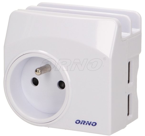Orno 01. Polska Ładowarka sieciowa USB z gniazdem elektrycznym i stacją dokującą OR-AE-1344