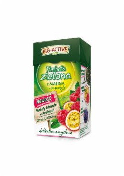 Big-Active HERBATA ZIELONA LIŚCIASTA MALINA+MARAKUJA ( 1,7 G X 20 TOREBEK)