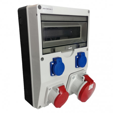 Doktorvolt Rozdzielnica TD 1x63A 1x16A 2x230V gniazda Schuko system niemiecki Typ F rozdzielnia budowlana erbetka 2244