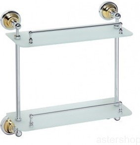 Bemeta Półka szklana podwójna z relingiem 40x42,5 cm RETRO 144202128