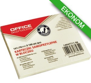 Office products PBS Bloczek samop. , 101x76mm, 1x100 kart., pastel, jasnożółty PB