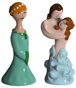 A di Alessi Porcelanowe figurki Paolo e Francesca & Beatrice (AMGI42SET2)