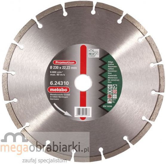 Zdjęcia - Łańcuch / brzeszczot / prowadnica Metabo TARCZA DIAMENTOWA  PROMATION 230x22.23 mm 