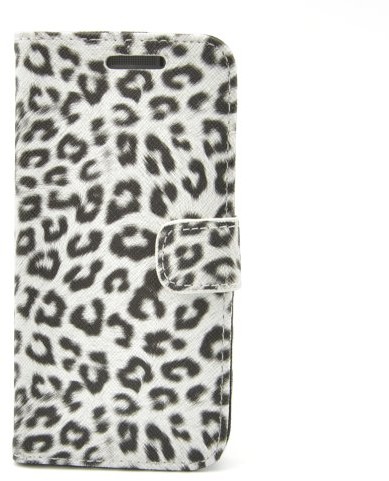 HTC apexel etui ochronne do One M8 5 cale/12,7 cm (Leopard, styl ze skóry syntetycznej, portfele, wzory, kieszeń na karty funkcja stania) Biały