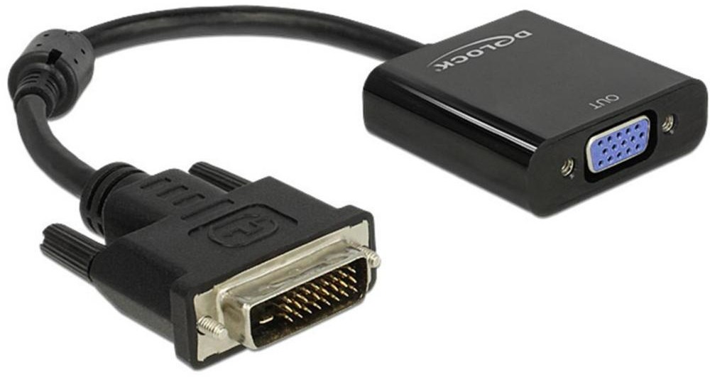 Delock Przejściówka adapter DVI VGA 65658 [1x Złącze męskie DVI 24+1-pin 1x Złącze żeńskie VGA ] Wykonanie złącza proste