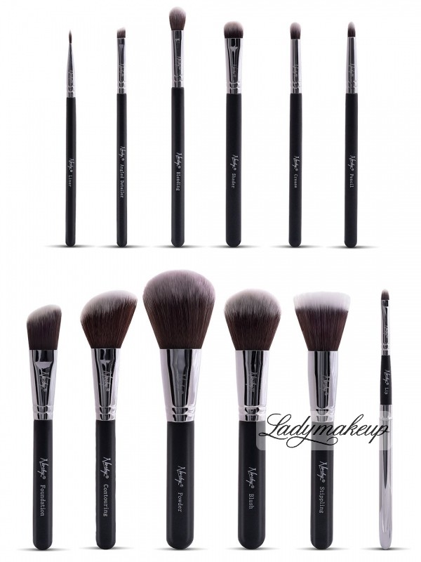 Nanshy MASTERFUL COLLECTION ONYX BLACK - Zestaw 12 pędzli do makijażu - MC-SET-002 N-MC-SET-002