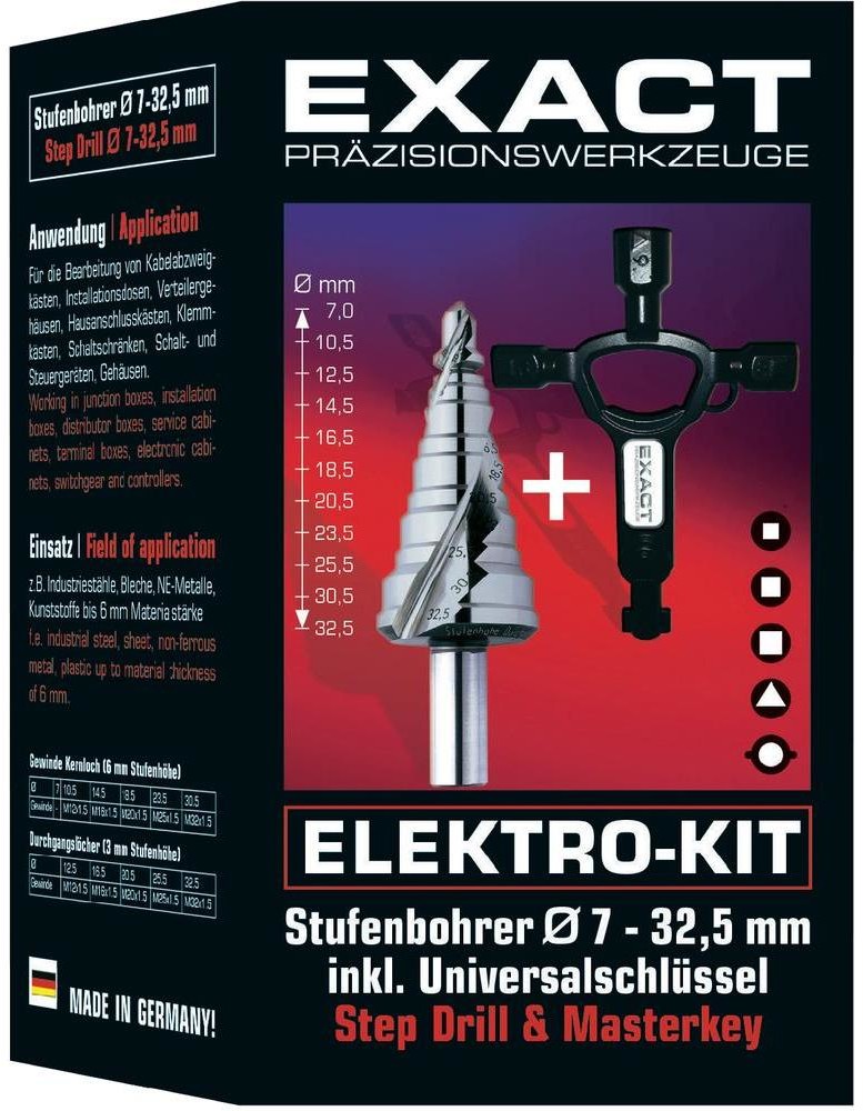 Exact Wiertło stożkowe stopniowe 70606 HSS 7 32.5 mm 1 zest