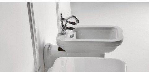 Kerasan Waldorf Czarny bidet stojący 65x37 cm z pierścieniem odpływu w kolorze C