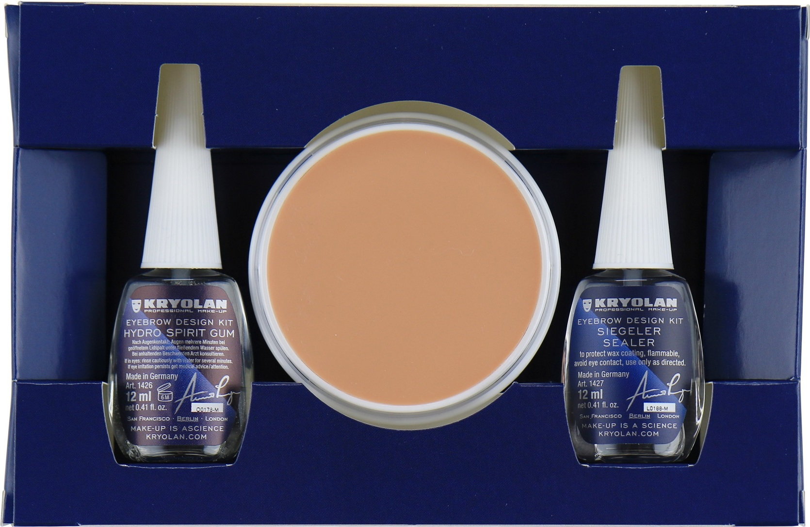 Kryolan EYEBROW DESIGN KIT Zestaw do zakrywania brwi ART. 1425 HYDRO SPIRIT GUM