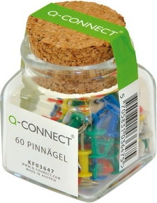 Q-Connect PBS Pinezki beczułki w szklanym słoiku mix kolorow 60 sztuk PB043