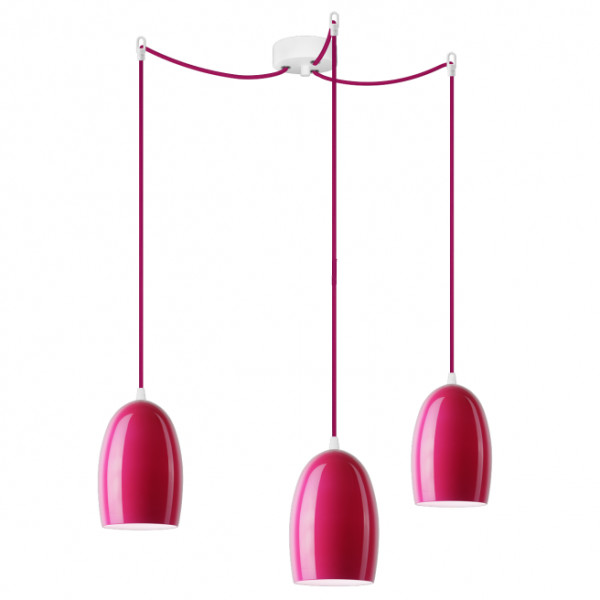 Sotto Luce LAMPA wisząca UME 3/S/FUCHSIA/OPAL szklana OPRAWA zwis fuksja
