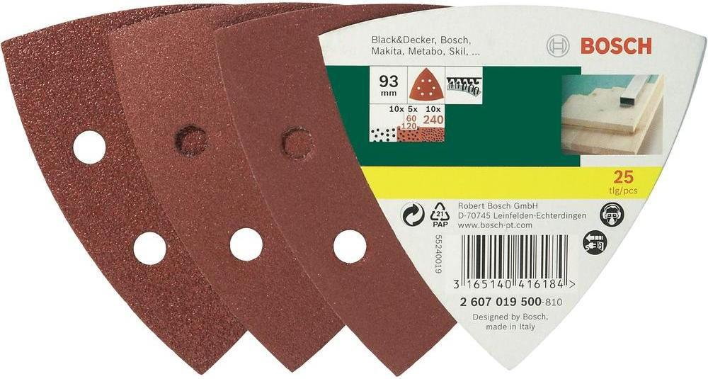 Bosch Zestaw tarcz szlifierskich delta ziarnisto: 60-240 25 szt.