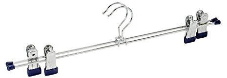 Wenko WENKO 10530211100 do prasowania Snap 40  zestaw podwójny wieszak na ubrania, przesuwane Clips, chromowany metal, 40 x 10.5 x 2.5 cm, srebrny błyszczący 10530211100