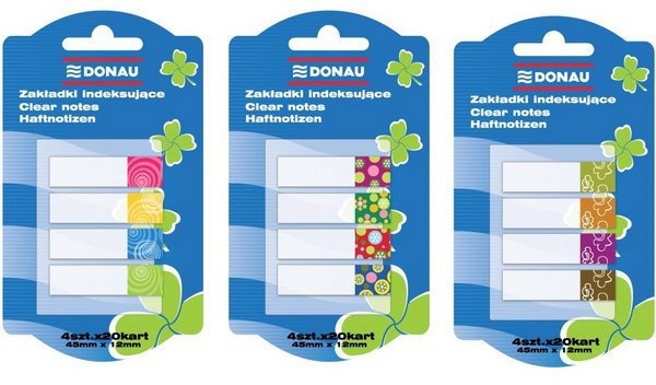 Donau Zakładki INDEKSUJĄCE 45x12 MIX WZORÓW 4 KOL X 20SZT