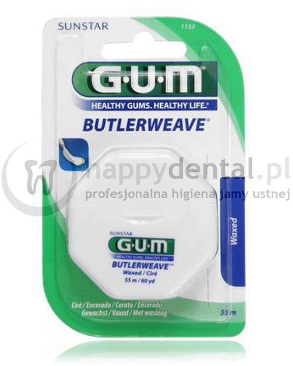 Sunstar GUM Butlerweave Floss 55m (1155) - płaska nić dentystyczna, woskowana