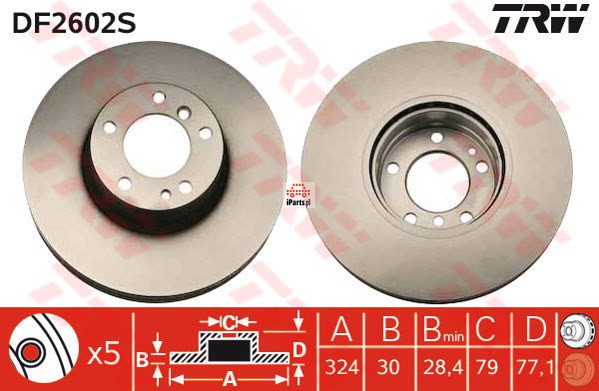 TRW Tarcza hamulcowa DF2602S