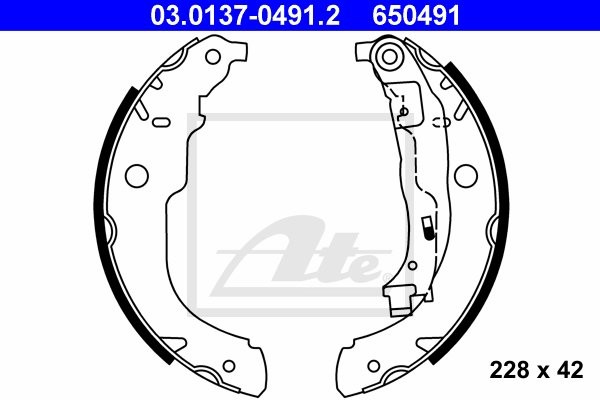 ATE SZCZĘKI HAM 03.0137-0491.2 CITROEN C3 II 1.6HDI BLUE 15-/ PEUGEOT 207 SW 1.6HDI 09- 03.0137-0491.2
