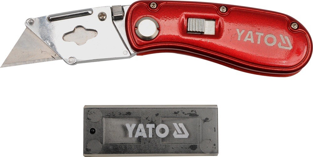 YATO Nożyk z ostrzem trapezowym + ostrza zapasowe 61x33 mm YT-7534