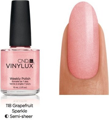 CND VINYLUX lakier 7-dniowy Grapefruit Sparkle NR 118