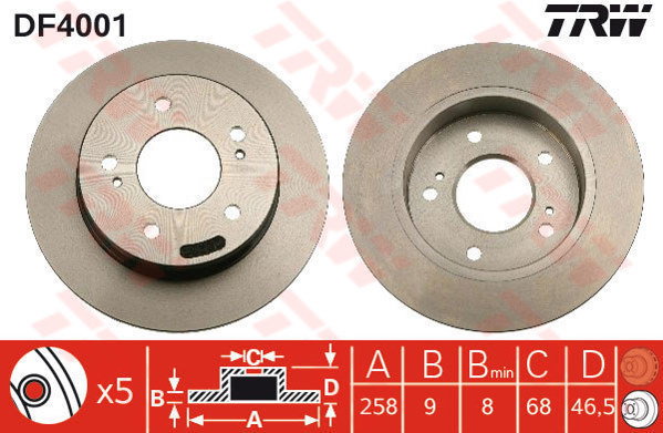 TRW Tarcza hamulcowa DF4001