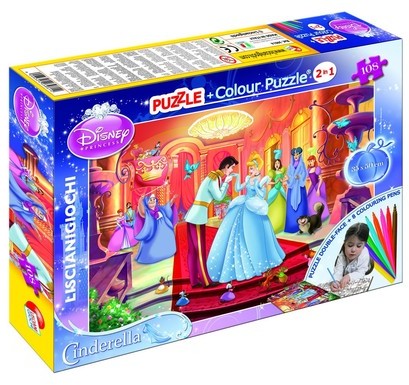 Lisciani Puzzle dwustronne Kopciuszek 108 + mazaki