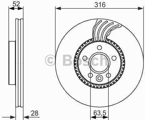 BOSCH TARCZA HAMULCOWA 316X28 V 5-OTW FORD S-MAX VOLVO S60 2008 BD1463 0 986 479