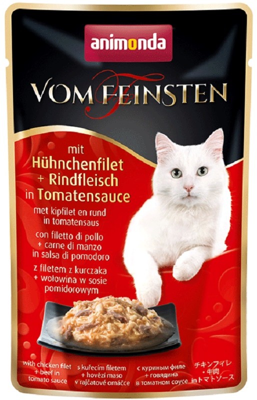 Animonda Vom Feinsten Classic Cat Smak: Filet Z Kurczaka + Wołowina W Sosie Pomidorowym - Saszetka 50G